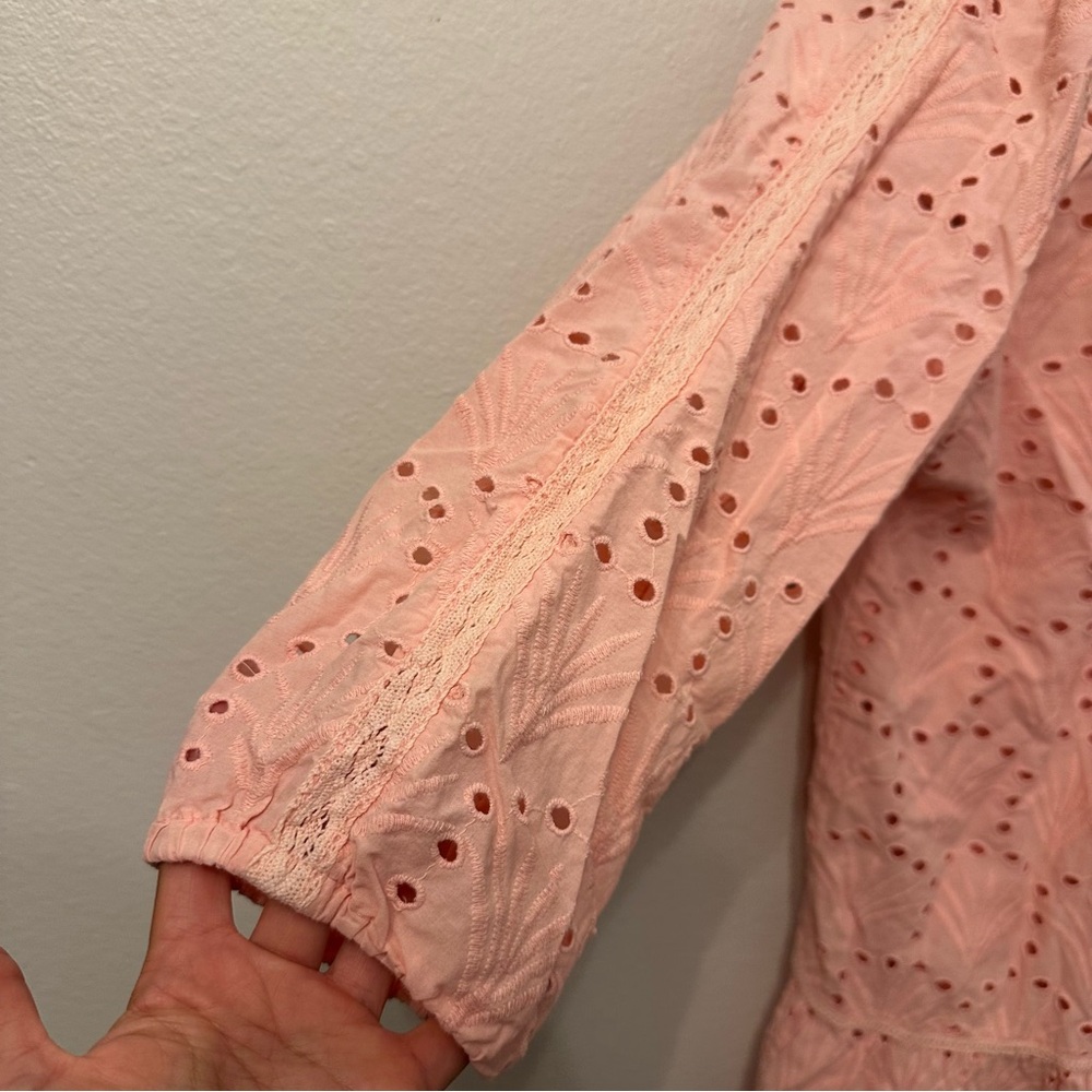 Melissa Odabash Ashley Pink Eyelet Swimsuit Beach Cover-Up Tunic Kaftan Dress - Picture 8 of 9